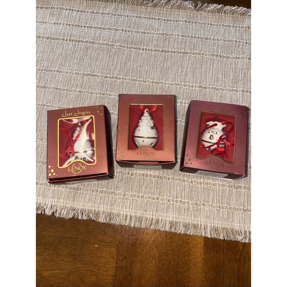 Set Of 3 Lenox Just Jingles Miniature Ornaments VTG